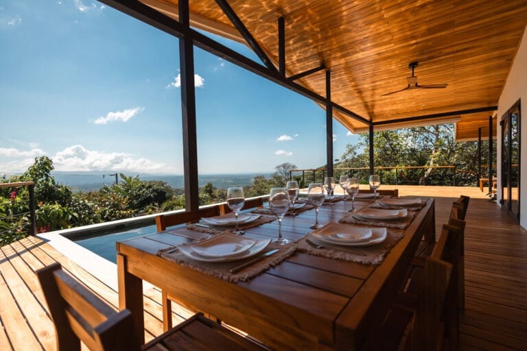 Deck with table and dinner